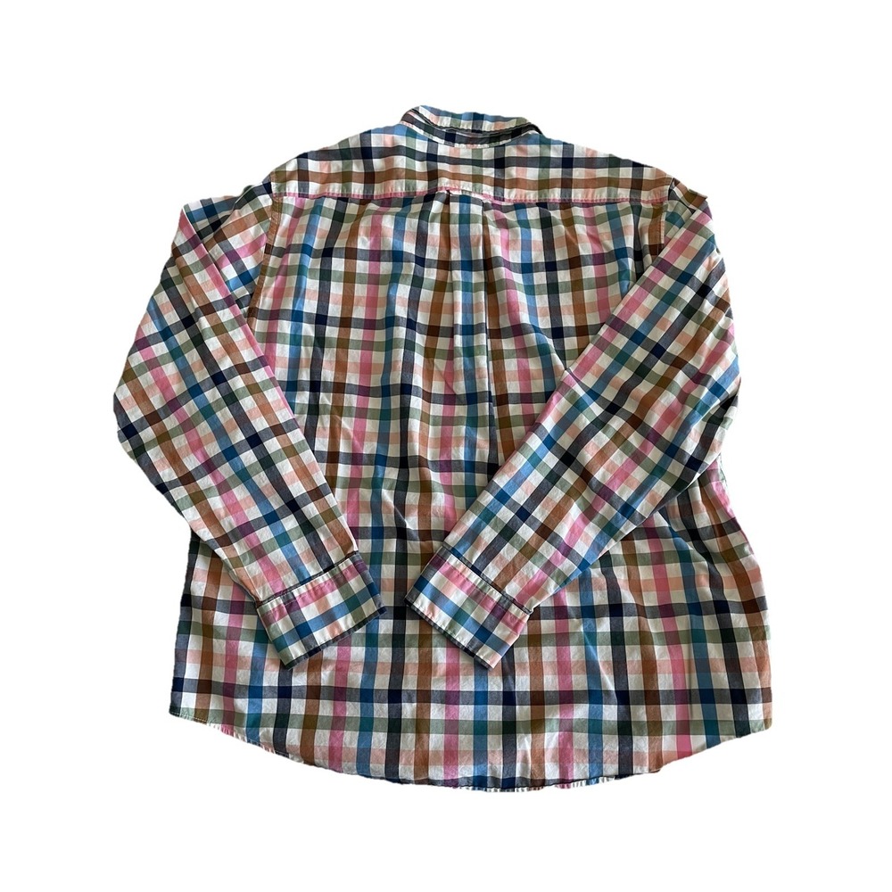 Lands' End Men's L Pastel Plaid Button Down Shirt 100% Cotton Long Sleeve Preppy - Picture 3 of 9